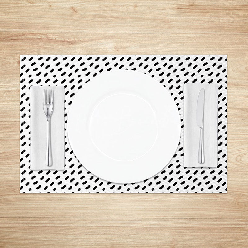 Lofaris Simple Black and White Polka Dot Set of 4 Placemats Classic Pattern for Modern Farmhouse Kitchen Decor