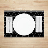 Lofaris Simple Black and White Rhombus Geometric Set of 4 Placemats for Modern Minimalist Kitchen Table Decor