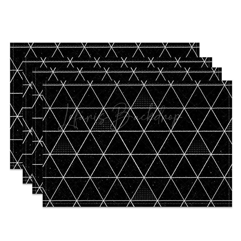Lofaris Simple Black and White Rhombus Geometric Set of 4 Placemats for Modern Minimalist Kitchen Table Decor