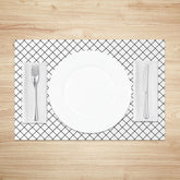 Lofaris Simple Black and White Rhombus Pattern Set of 4 Placemats Modern Geometric Design for Minimalist Kitchen