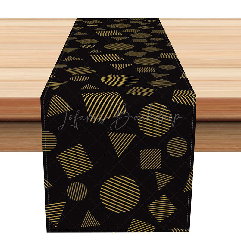 Lofaris Simple Black and Yellow Geometric Table Runner Modern Abstract Figure Design Minimalist Kitchen Dining Decor
