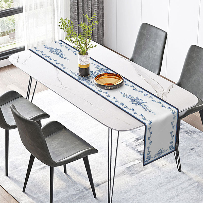Lofaris Simple Blue and White Floral Table Runner Classic Chinoiserie Kitchen Decor Elegant Farmhouse Dining Linen