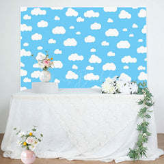 Lofaris Simple Blue Sky White Cloud Happy Birthday Backdrop