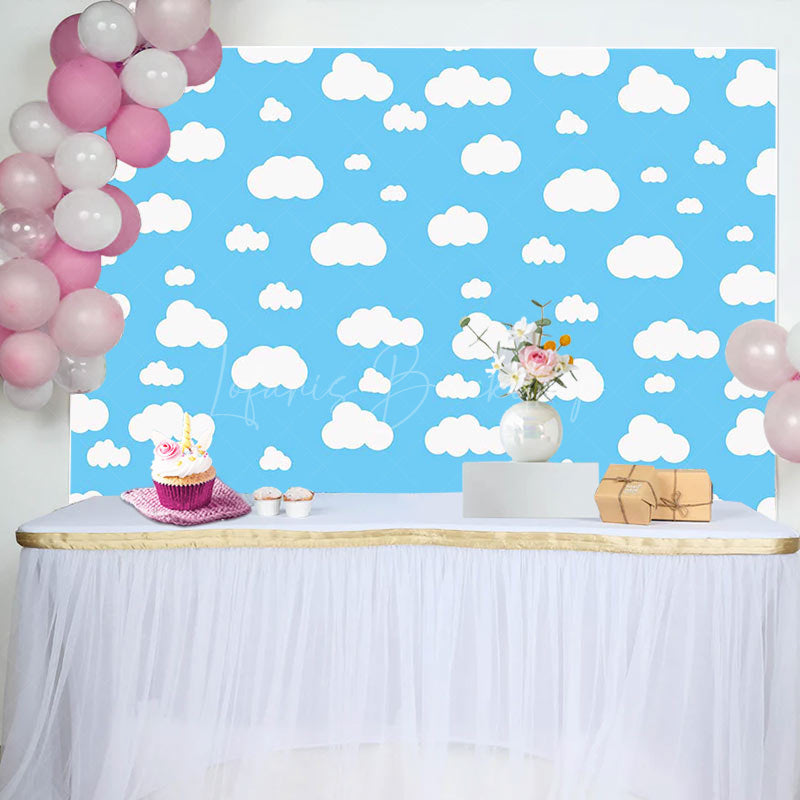Lofaris Simple Blue Sky White Cloud Happy Birthday Backdrop