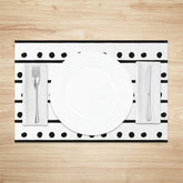 Lofaris Simple Boho White Black Dots Lines Set of 4 Placemats