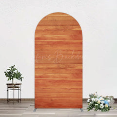 Lofaris Simple Brown Wooden Happy Birthday Arch Backdrop