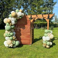Lofaris Simple Brown Wooden Happy Birthday Arch Backdrop