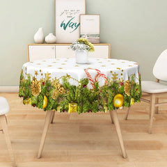 Lofaris Simple Christmas Round Tablecloth with Garland Candy Canes and Stars on White Holiday Dining Decor