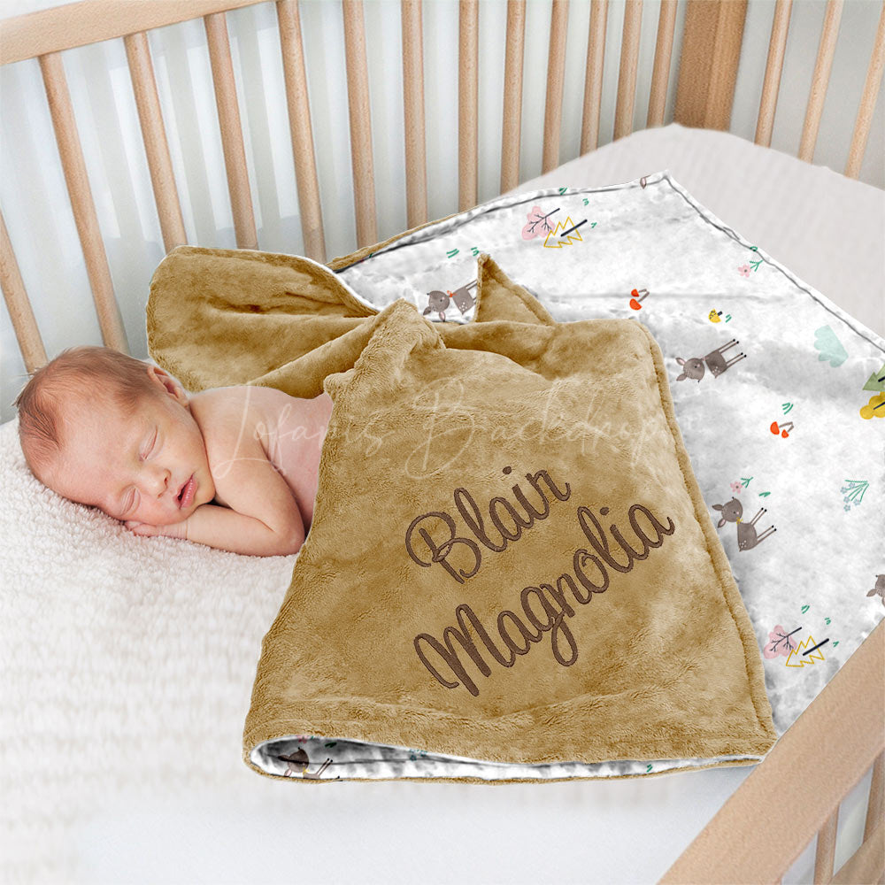 Lofaris Simple Colorful Trees Deers Floral Minky Baby Blanket