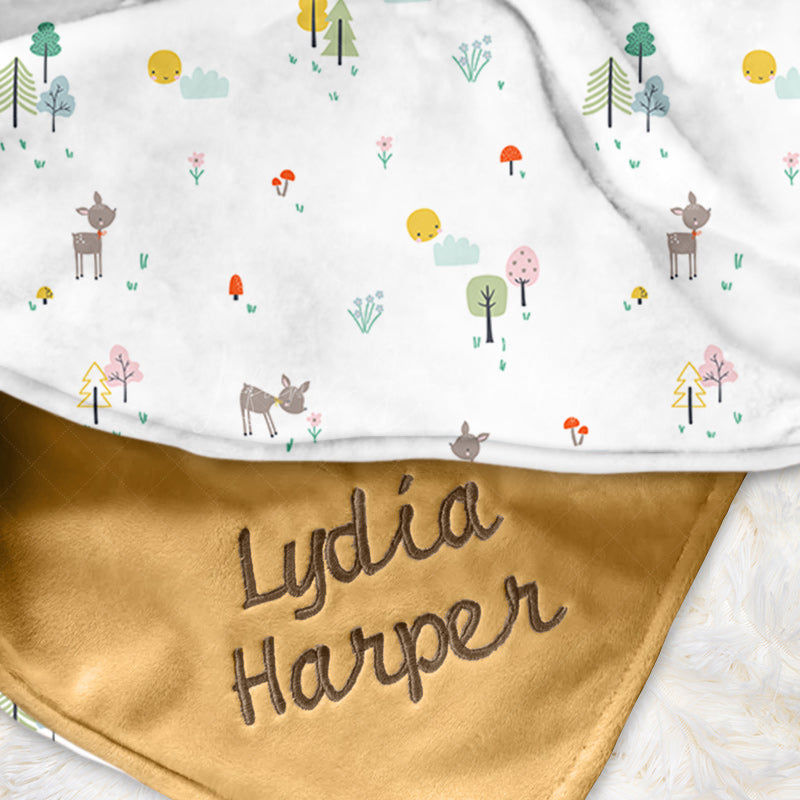 Lofaris Simple Colorful Trees Deers Floral Minky Baby Blanket
