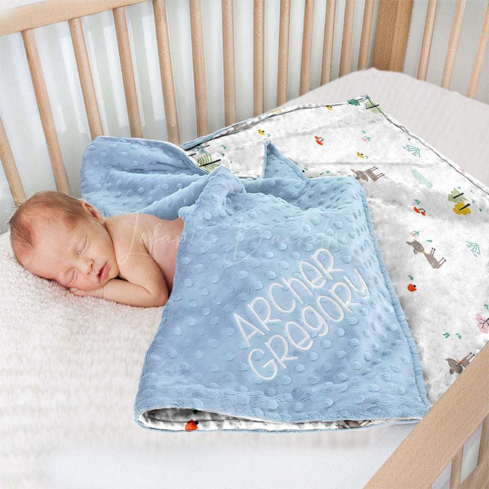 Lofaris Simple Colorful Trees Deers Floral Minky Baby Blanket