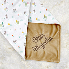 Lofaris Simple Colorful Trees Deers Floral Minky Baby Blanket