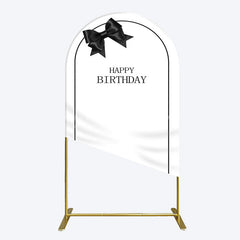 Lofaris Simple Elegant White Black Bow Birthday Arch Backdrop