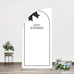 Lofaris Simple Elegant White Black Bow Birthday Half Moon Arch Backdrop