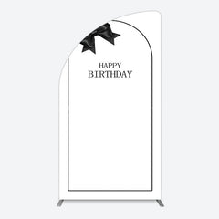 Lofaris Simple Elegant White Black Bow Birthday Half Moon Arch Backdrop