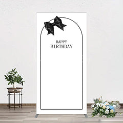 Lofaris Simple Elegant White Black Bow Birthday Rectangle Backdrop