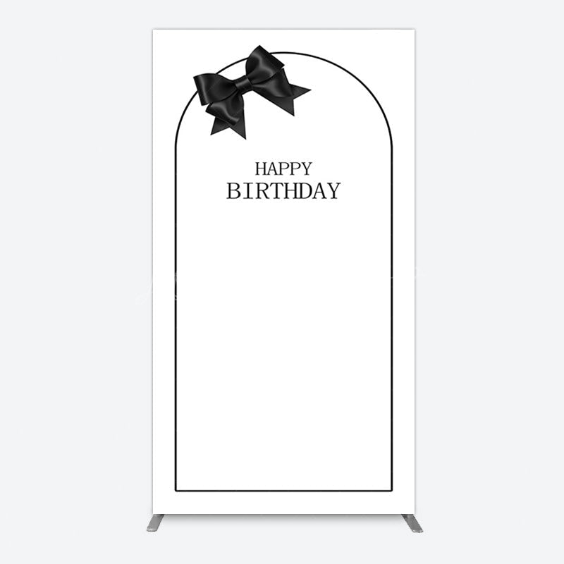 Lofaris Simple Elegant White Black Bow Birthday Rectangle Backdrop