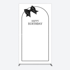 Lofaris Simple Elegant White Black Bow Birthday Rectangle Backdrop