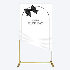 Lofaris Simple Elegant White Black Bow Birthday Rectangle Backdrop