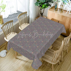 Lofaris Simple Floral Rectangle Tablecloth Purple and Green Botanical Print Modern Farmhouse Kitchen Dining Decor