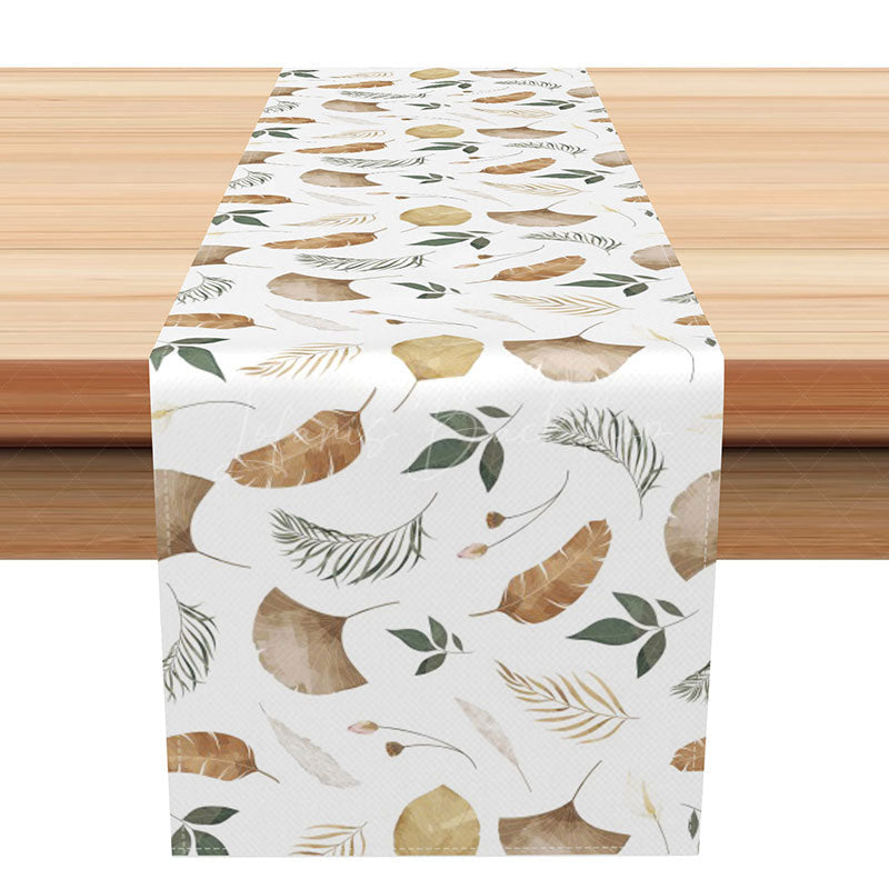 Lofaris Simple Ginkgo Leaves Table Runner on White for Minimalist and Modern Botanical Kitchen Dining Decor
