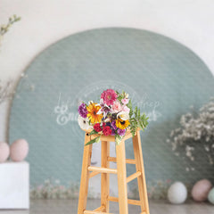 Lofaris Simple Green Arch Bunny Eggs Floral Easter Backdrop