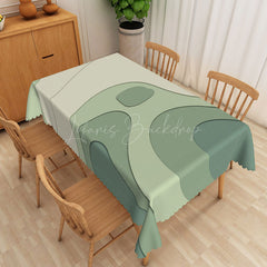 Lofaris Simple Green Curve Abstract Rectangle Tablecloth