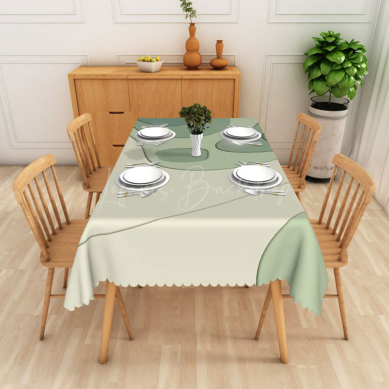 Lofaris Simple Green Curve Abstract Rectangle Tablecloth