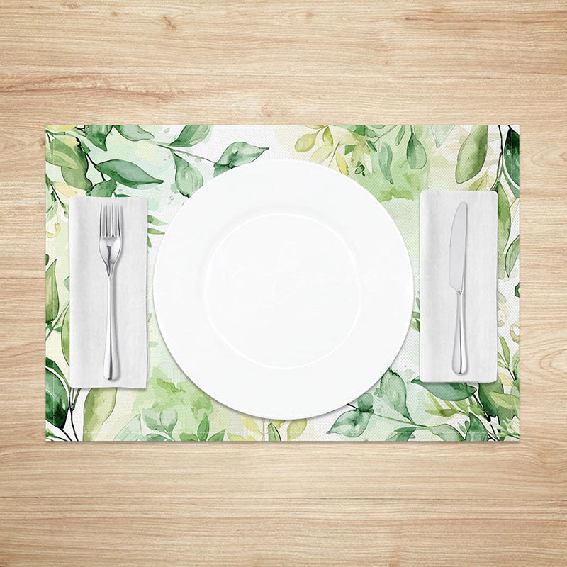 Lofaris Simple Green Leaf Placemats Set of 4 for Minimalist Spring and Modern Farmhouse Kitchen Table Decor