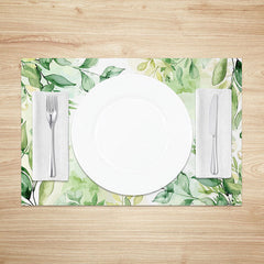 Lofaris Simple Green Leaf Placemats Set of 4 for Minimalist Spring and Modern Farmhouse Kitchen Table Decor
