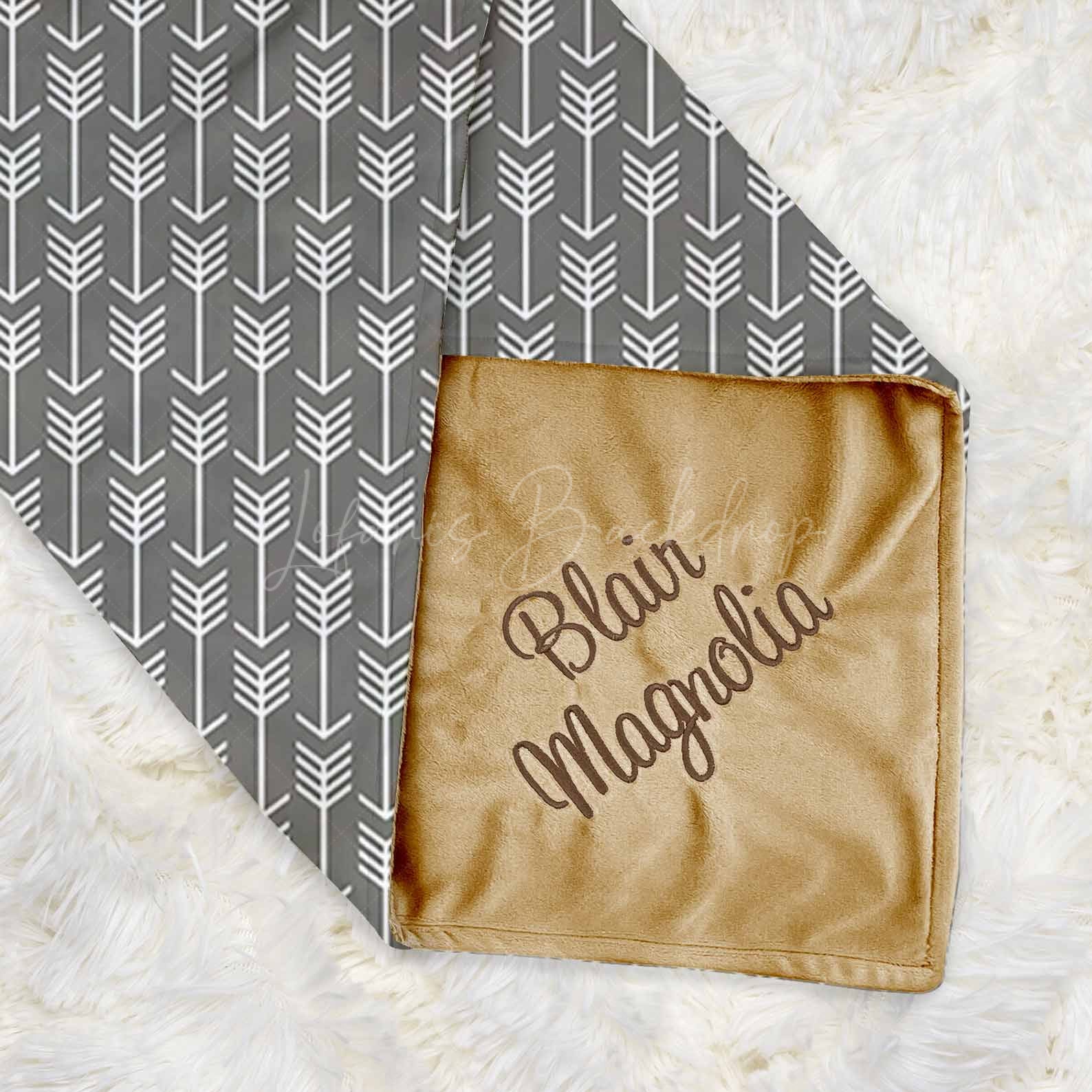 Lofaris Simple Grey White Feather Pattern Minky Baby Blanket