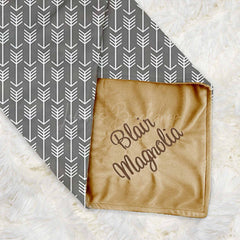 Lofaris Simple Grey White Feather Pattern Minky Baby Blanket