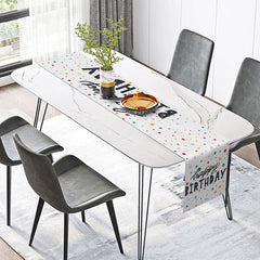 Lofaris Simple Happy Birthday Table Runner with Colorful Polka Dots Fun and Modern Party Supplies for Kids Celebration