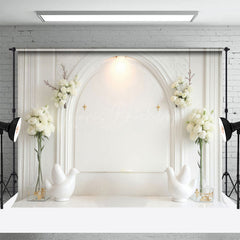 Lofaris Simple Holy White Communion Baptism Photo Backdrop