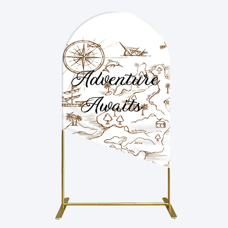 Lofaris Simple Line Painted Adventure Awaits Arch Backdrop