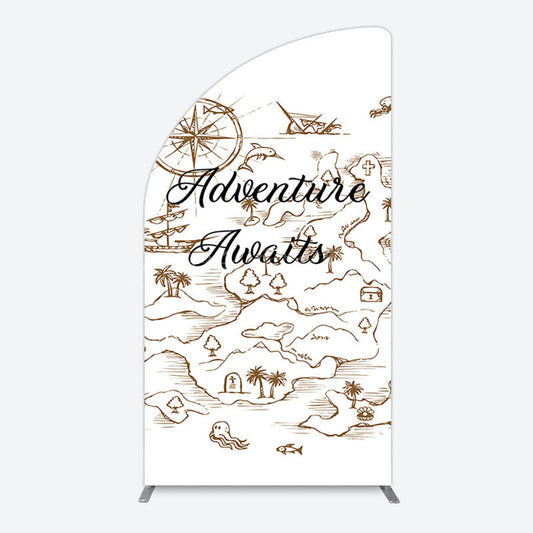 Lofaris Simple Line Painted Adventure Awaits Half Moon Arch Backdrop