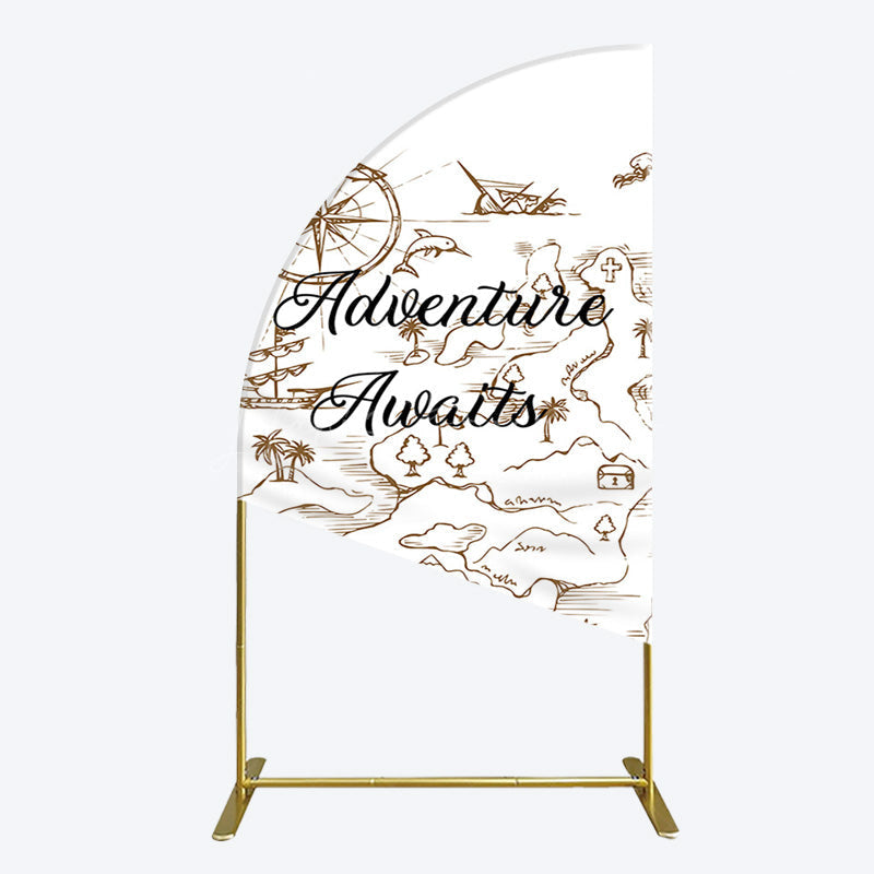 Lofaris Simple Line Painted Adventure Awaits Half Moon Arch Backdrop