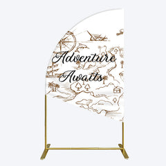 Lofaris Simple Line Painted Adventure Awaits Half Moon Arch Backdrop
