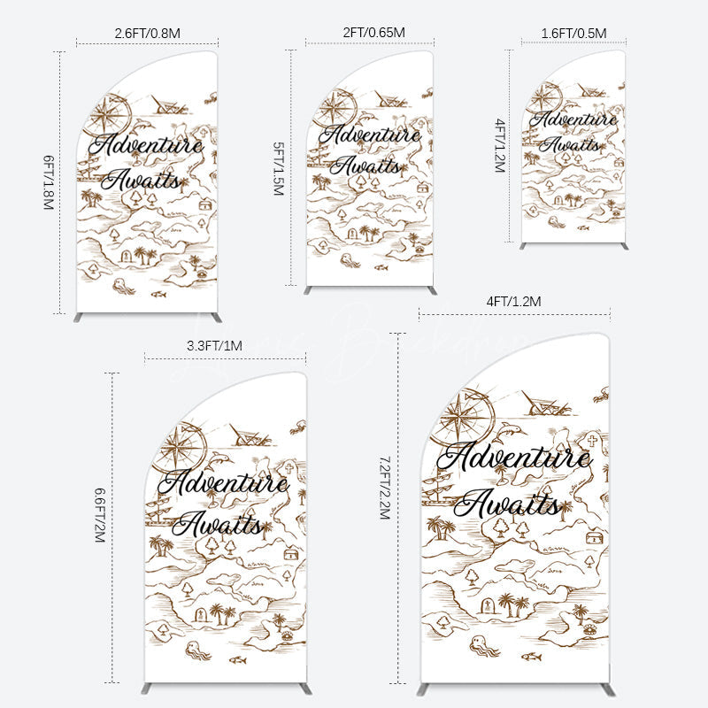 Lofaris Simple Line Painted Adventure Awaits Half Moon Arch Backdrop