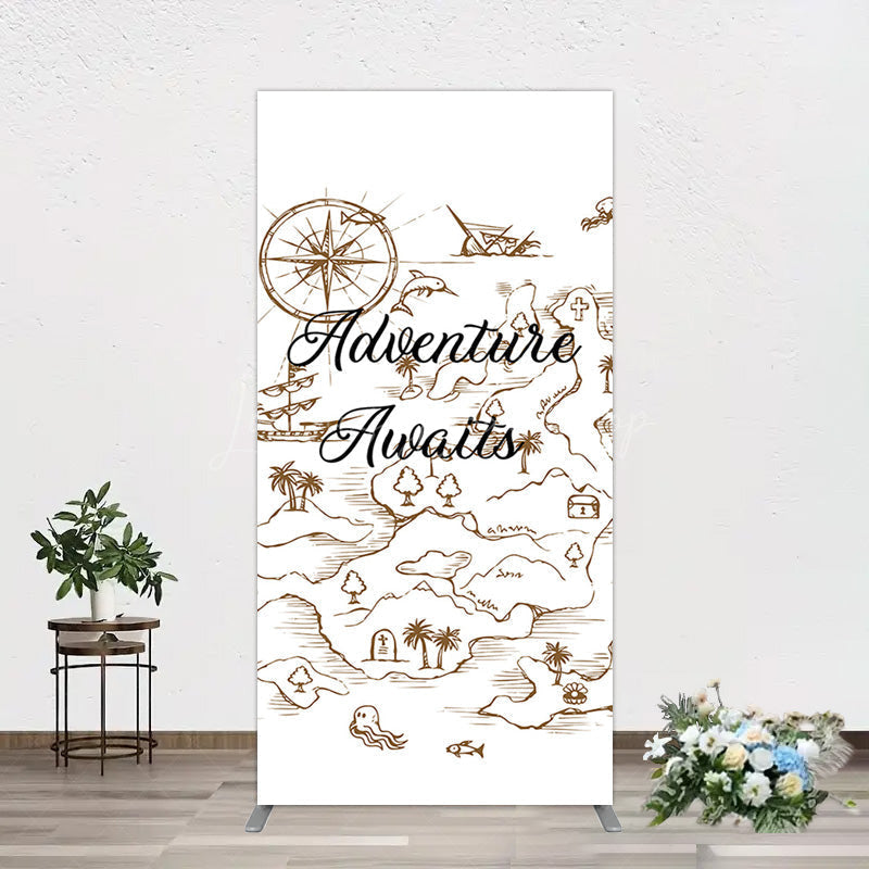 Lofaris Simple Line Painted Adventure Awaits Rectangle Backdrop