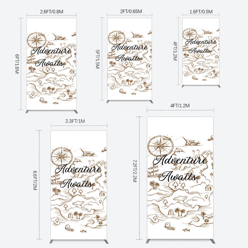 Lofaris Simple Line Painted Adventure Awaits Rectangle Backdrop