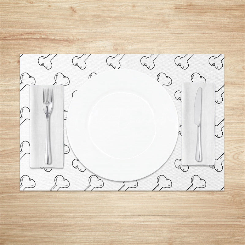 Lofaris Simple Lines Black White Bones Set of 4 Placemats