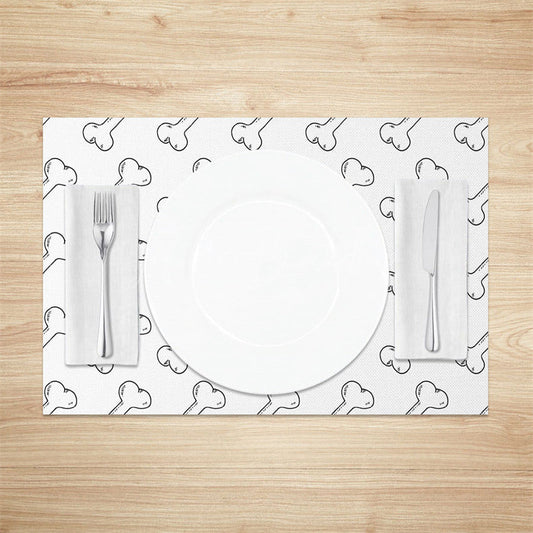 Lofaris Simple Lines Black White Bones Set of 4 Placemats