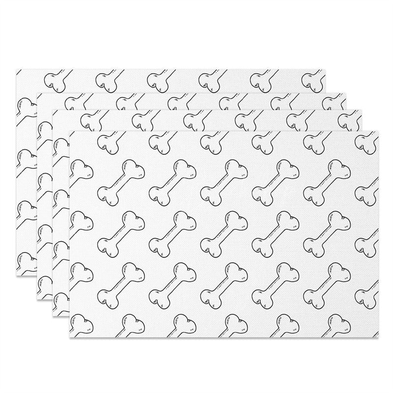 Lofaris Simple Lines Black White Bones Set of 4 Placemats