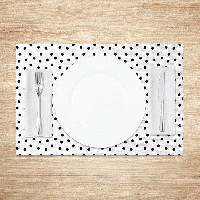 Lofaris Simple Modern Black and White Polka Dots Set of 4 Placemats Fun Classic Design for Everyday Kitchen