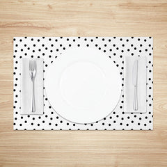 Lofaris Simple Modern Black and White Polka Dots Set of 4 Placemats Fun Classic Design for Everyday Kitchen