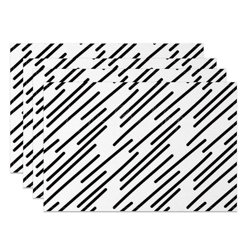 Lofaris Simple Modern White and Black Lines Set of 4 Placemats Minimalist Design for Everyday Kitchen Dining