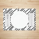 Lofaris Simple Modern White and Black Lines Set of 4 Placemats Minimalist Design for Everyday Kitchen Dining
