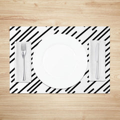 Lofaris Simple Modern White and Black Lines Set of 4 Placemats Minimalist Design for Everyday Kitchen Dining