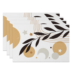 Lofaris Simple Moon Stars Black Leaves Set Of 4 Placemats